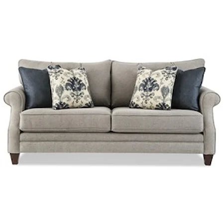 Transitional Sofa with Sock-Rolled Arms